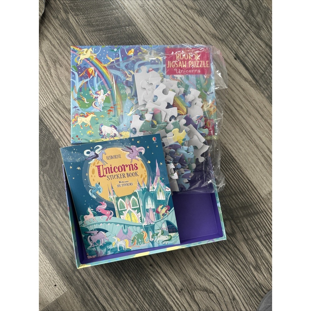 Usborne Book and Jigsaw Puzzle Dinosaurs & Unicorns 100‎ Pieces NEW